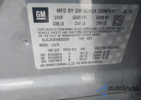 2019 Buick Encore Fwd Preferred из США, поврежденный, VIN KL4CJASB1KB926939